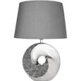 BRUBAKER Lampe de table ou de chevet anneau en pierre argentée - Lampe de table moderne avec base en céramique - hauteur 42,5 cm-0