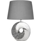 HENRY BRUBAKER BRUBAKER Lampe de table ou de chevet anneau en pierre argentée - Lampe de table moderne avec base en céramique - hauteur 42,5 cm