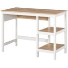 HOMCOM Bureau informatique multimédia dim. 110L x 48l x 76H cm 2 étagères latérales MDF E1 chêne clair blanc