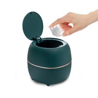 Petite Poubelle, Mini Poubelle de Bureau Ronde avec Couvercle, en Plastique,pour la maison, la cuisine, le bureau（Vert）