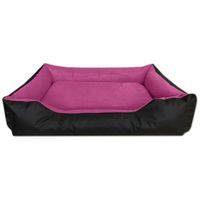 BedDog LUPI lit pour chien, Panier corbeille, coussin de chien [XXL env. 120x85cm, BLACK-PASSION (noir/rose)]