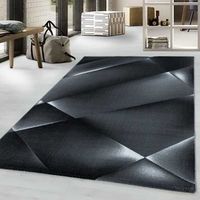 Tapis design de salon Tapis à poil ras Abstrait à motifs Poil souple Noir (140x200 cm)