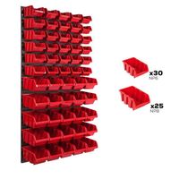 Système de rangement 58 x 117 cm a suspendre 55 boites bacs a bec S et M rouge boites de rangement