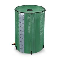 HENGMEI 200L Récupérateur eau de Pluie Pliable en PVC pour Irrigation du Jardin avec Valve de Vidange(50 Gallons, Vert Roncé)