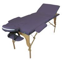 Table de massage pliante 3 zones en bois avec panneau Reiki + Accessoires et housse de transport - Violet - Vivezen