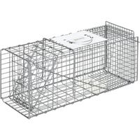 Piège de capture pliable pour petits animaux type lapin rat - OUTSUNNY - 2 portes - poignée - acier gris