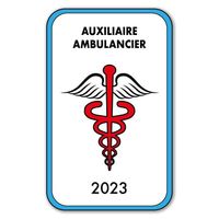 Autocollant Sticker - Vignette Caducée 2023 pour Pare Brise en Vitrophanie - V4 Auxiliaire Ambulancier 