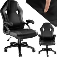 TECTAKE Chaise de Bureau Design Gamer GOODMAN - Confortable - Hauteur Réglable - Inclinable - Pivotante - Noir