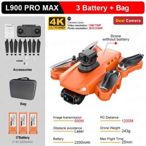 DRONE L900 Max Orange 3B CB-Drone professionnel L900 Pro