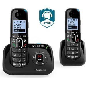 Téléphone fixe Téléphones fixes DUO avec répondeur Amplicomms 158