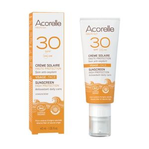 SOLAIRE CORPS VISAGE ACORELLE - Crème solaire visage SPF 30 40 ml de cr