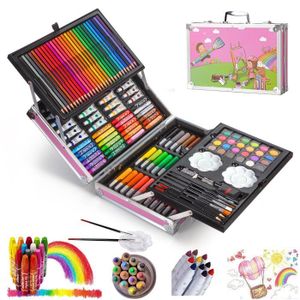 KreativeKraft Malette Dessin Enfant 187pcs Crayons de Couleur et Feutres  Coloriage
