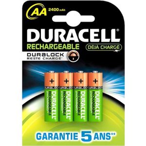 PILES Duracell Recharge Ultra Piles Rechargeables type AA 2500 Mah, Lot de 4