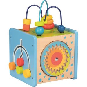 CUBE ÉVEIL Cube d'activités en bois Goki - Pour enfant de 3 mois et plus - Multicolore - 20 x 21,5 x 32,5 cm