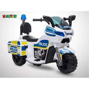MOTO - SCOOTER Moto électrique enfant - KINGTOYS - Police 22W - Blanc - 3 roues - Autonomie 40-60 min - 6V/4AH