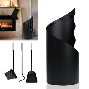 CIARY: Accessoires pour Le cheminée en Cuir de Couleur Gris Tourterelle,  composé de Serviteur de cheminée et Set de 4 Pièces pour cheminée, Idée