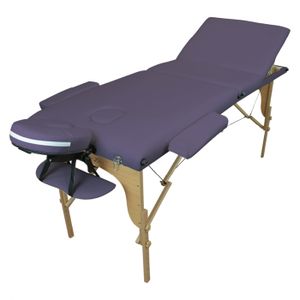 TABLE DE MASSAGE - TABLE DE SOIN Table de massage pliante 3 zones en bois avec panneau Reiki + Accessoires et housse de transport - Violet - Vivezen