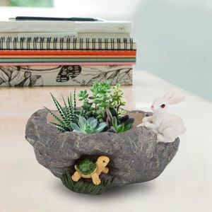 JARDINIÈRE - BAC A FLEUR Lv.life Pot de fleurs Imitation pierres modèle Pot