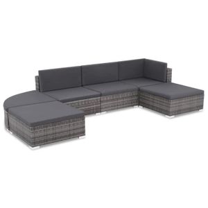 Ensemble De Canape D Exterieur 16 Pcs Resine Tressee Gris Canape