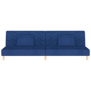 CANAPE CONVERTIBLE Canapé-lit à 2 places avec deux oreillers bleu tis