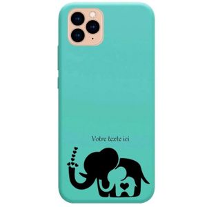COQUE - BUMPER Coque turquoise Iphone 11 elephant et maman