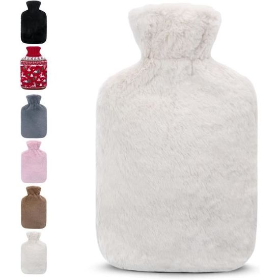 Bouillotte 2 Litres Avec Housse Polaire Douce - Modèle Lama Noël - Chaleur Apaisante Pour Douleurs Et Confort