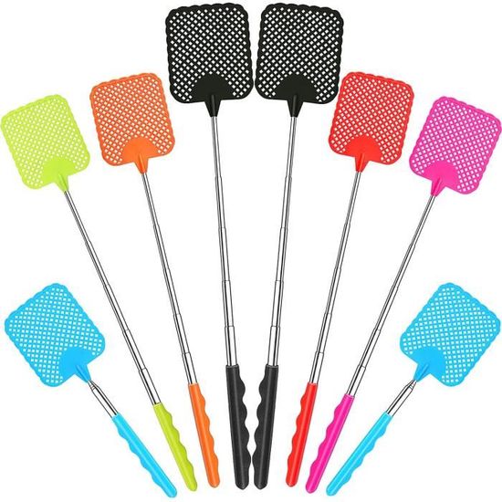 3 Pièces Grande Tapette à Mouches Extensible, Contrôle Des Ravageurs Manuel Avec Poignée Télescopique Durable Et Robuste, Léger Et De Bonne Qualité (Multicolore A