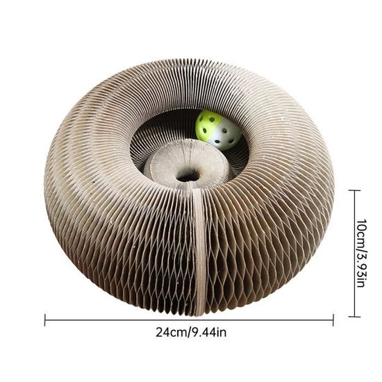 Griffoir Pliable Pour Chat Avec Balle Clochette - Carton Robuste, Formes Modulables - Jouet Interactif Anti Rayures