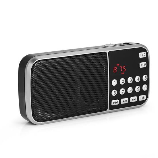 Radio Portable AM/FM à Piles - Haut-parleur 5W, Prise écouteur, Gris Argenté, Compacte, Pour Maison Et Extérieur
