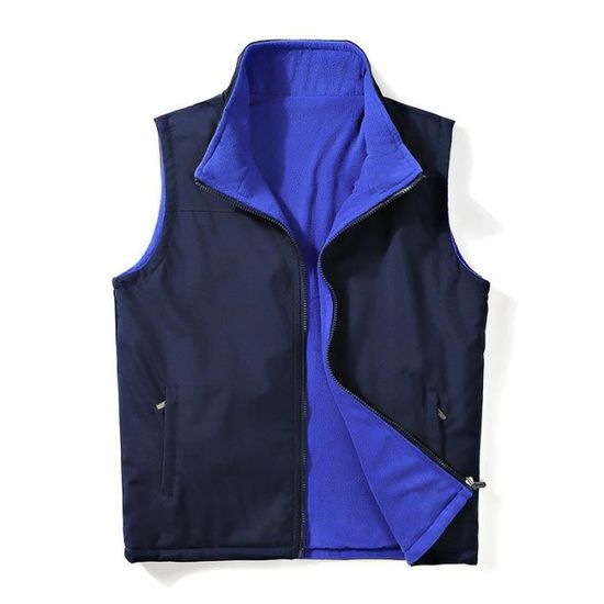 Gilet sans Manche Polaire Réversible Homme Fermeture eclair Grande