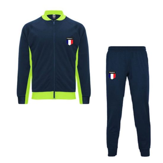 Survêtement Football France 2 étoiles Enfant - Bleu Royal, Taille 12 Ans, 65% Polyester 35% Coton, Capuche Et Pantalon