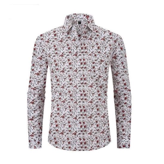 Chemise Homme Manches Longues HISDERN - Coupe Regular Fit - Col Et Poignets Contrastés - Repassage Facile - Pour Bureau Ou Occasion Décontractée