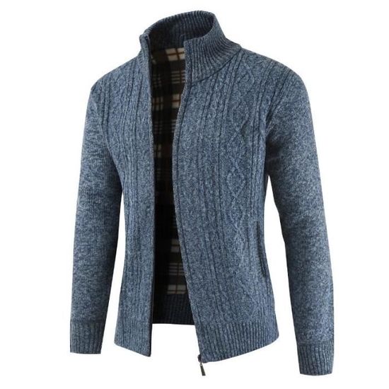 Gilet Homme Premium En Maille Douce - Cardigan Zippé Col Droit - Chaud Et Décontracté Pour Automne/hiver - Polyester - 9