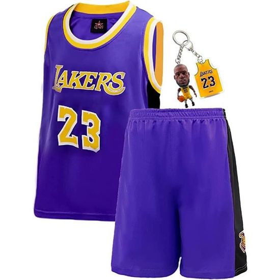 MYXUAA Garçons Filles Maillots De Basketball Lakers # 23, Suivi De Sets  Basketball Costumes Brodé Jersey Entraînement De Sport Sportswear Set Top Et  Short Purple-XL : : Mode