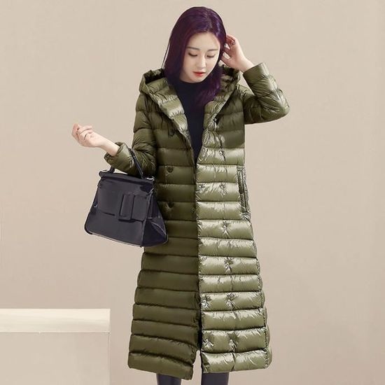 Doudoune Longue Femme Noire Élégant Chauds Manteau Femme Mince Manteau En Coton Pardessus Longue Renforcé Matelassé Militaire Vert Hiver Saumon Pas Cher V 4700