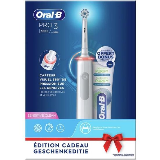 Oral-B Pro 3 3800 White édition cadeau  Brosse à dents électrique