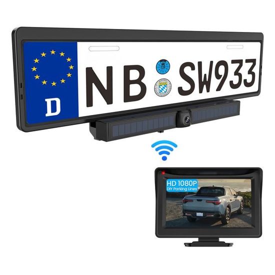 Caméra De Recul Sans Fil Solaire AUTO-VOX - Écran 7,2" HD Split-screen, Vision Nocturne 1080P, DVR