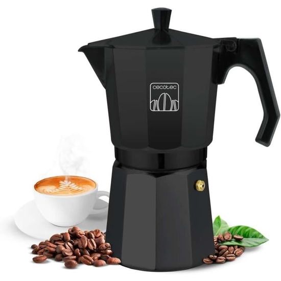 Cecotec Italiaanse Mokclassic 1200 Black Cumbia Koffiezetapparaat, 600 ml, Aluminium met een capaciteit 12 kopjes koffie in het zwart, geschikt voor alle soorten keukens en gemakkelijk schoon te maken