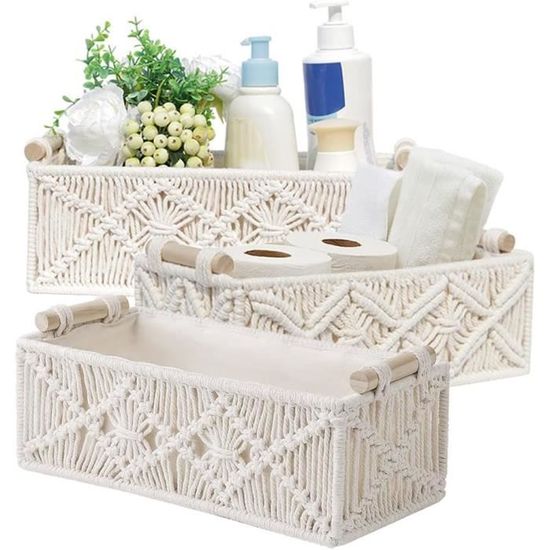 NaturalCozy Ensemble de 3 paniers de rangement déco bohème – Paniers tissés en corde de coton pour NaturalCozy Ensemble de 3 paniers de rangement déco bohème – Paniers tissés en corde de coton pour