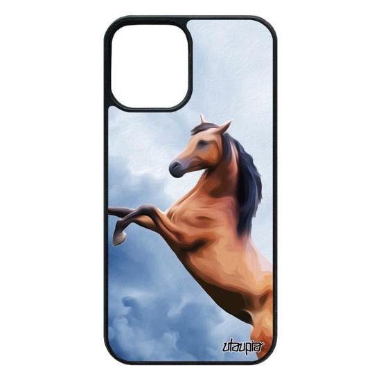 Coque cheval de protection pour iPhone 12 - 12 pro silicone animal poulain design nuage personnalisé antichoc ciel equitation Apple