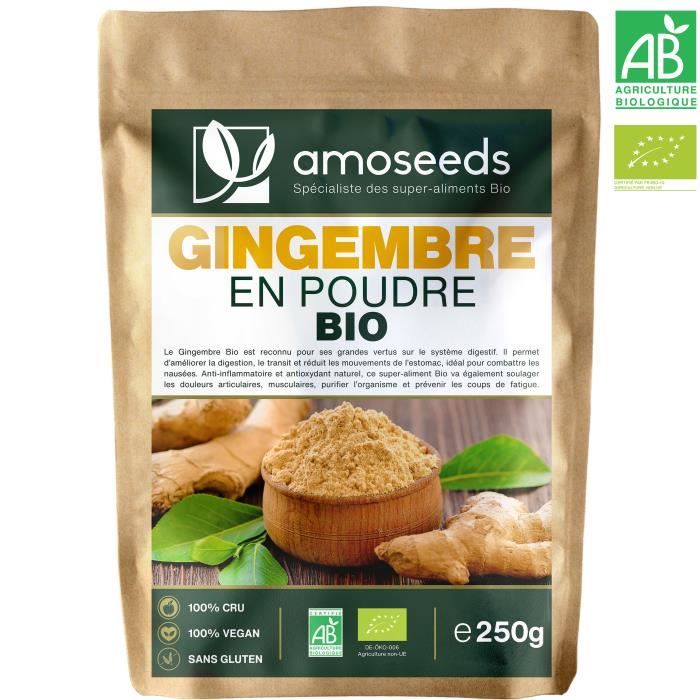 Gingembre en Poudre Bio 250g - Qualité Supérieure - amoseeds