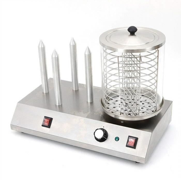 Appareil à Hot-Dog Machine a Hot Dog Professionnel Chauffe-saucisses 230V Appareil Hot Dog 538W avec 4 Fentes à toast