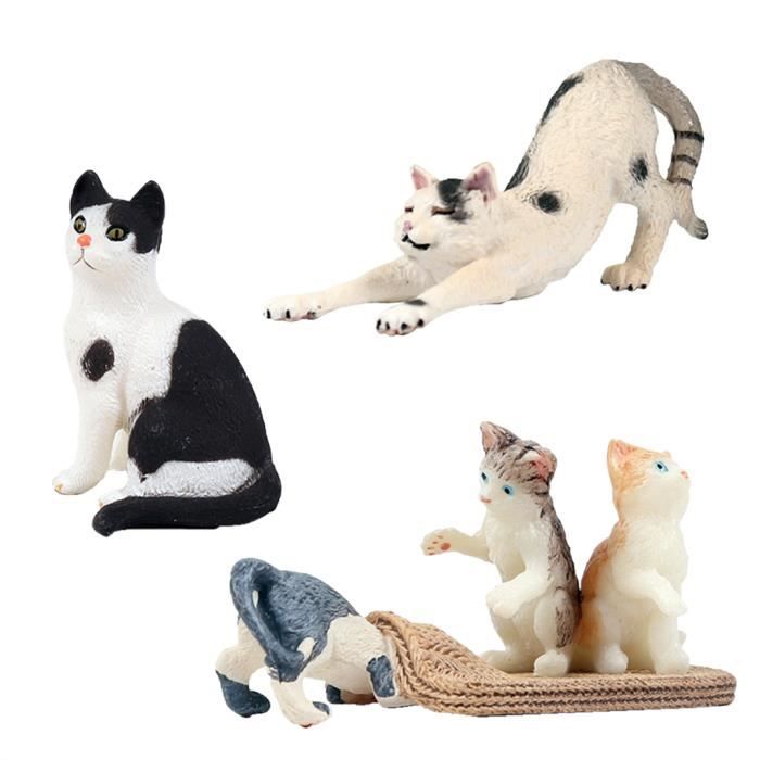 6pcs Chats Miniature Toy Décoration Figurines Mignon Chats Méchant Accessoires Animaux Miniature Micro