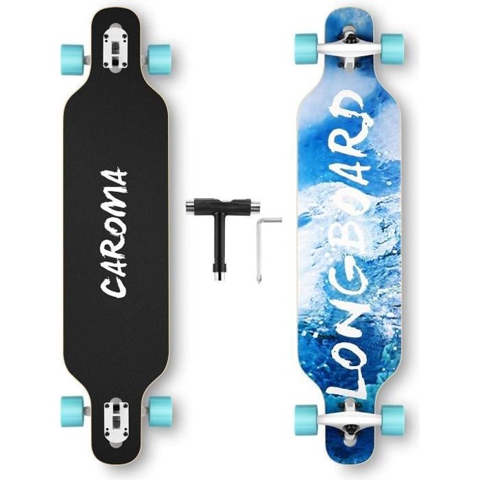 Skate Board complet 8 Layers Maple Skateboard Longboards pour Débutants Ados Filles Garçons-Bleu