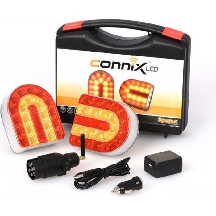 KIT FEUX AR LED MAGNETIQUES SANS FIL POUR REMORQUE