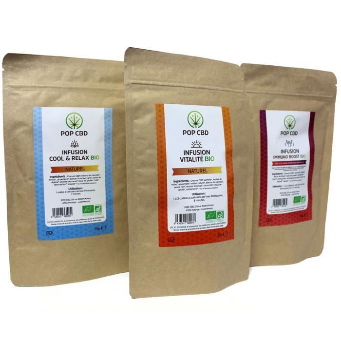Pack 3 Infusions Bio POP CBD au Chanvre CBD : \