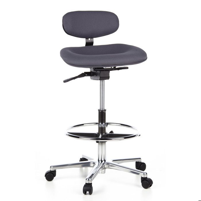 + Hauteur du dossier r�glable, sans accoudoir + Repose-pieds anneau r�glable en hauteur + Assise galb�e et rembourr�e, inclinable