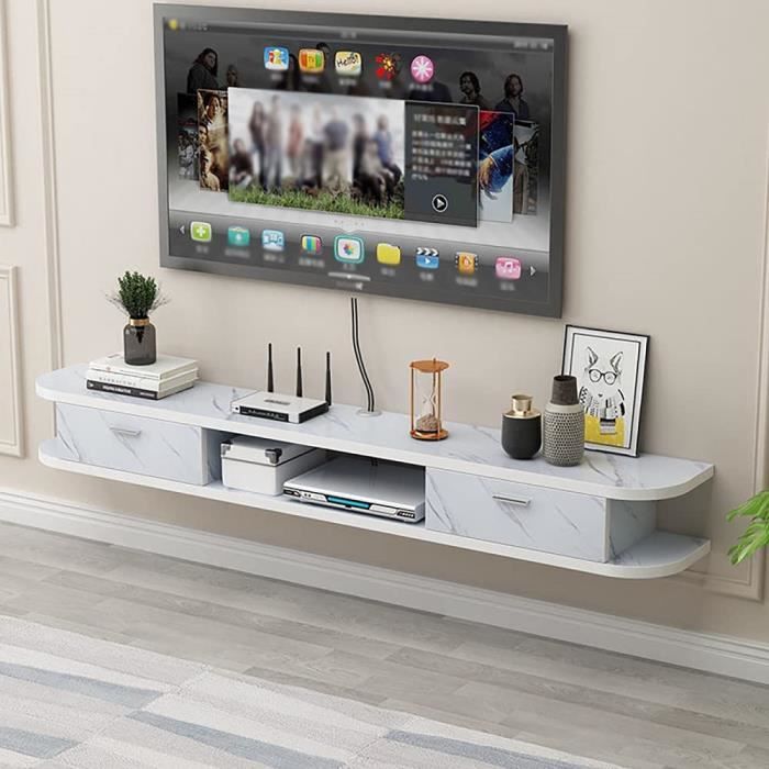 Meuble TV Suspendu,Panneau texture roche Meuble TV Flottant,Petit Appartement éTroit Unité de Divertissement Flottante Simple P104