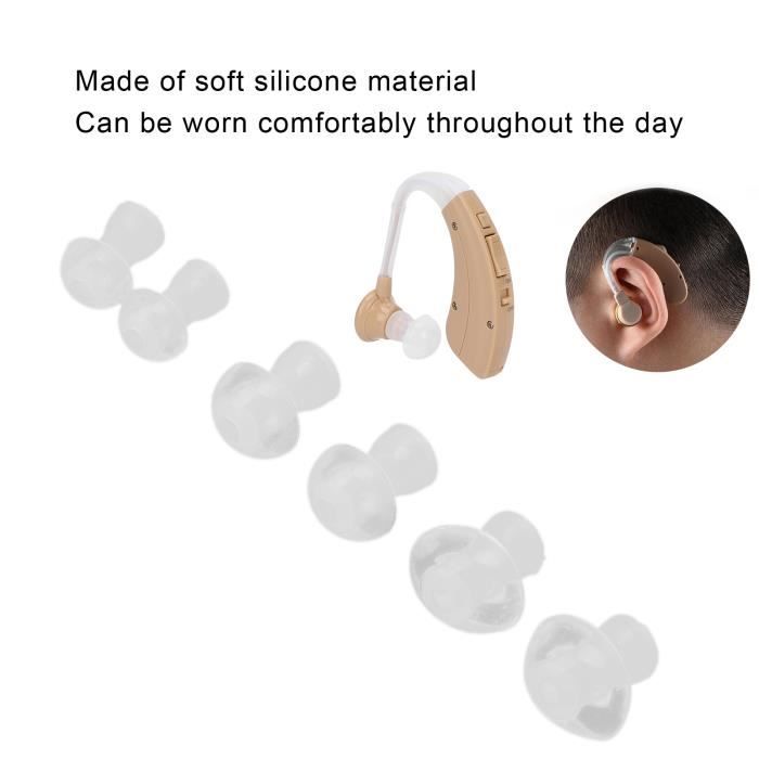 Embouts d'oreille pour appareils auditifs 6 pièces aides auditives embouts d'oreille bouchons d'oreilles en silicone aides -CHG