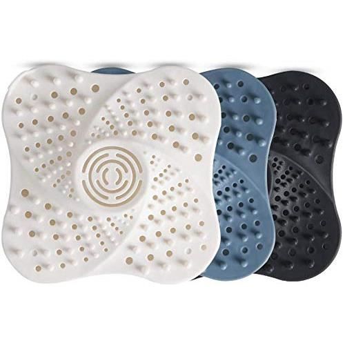 Bouchon de Baignoire,Douche Drain,Filtre Vidange,Filtre Bain Silicone,Attrape-Cheveux Filtre avec Ventouse,pour évier,lavabo,3pcs